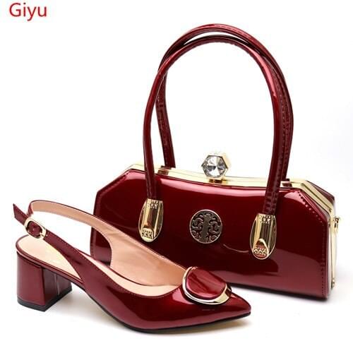Doershow High Quality African Style wine color Ladies Shoes And Bags Set Latest Italian Shoes And Bag Set For Party! HBE1-13