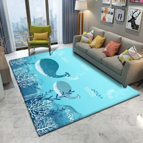 Dropshipping 2020Top BrandFashion Children Flannel Carpet Baby Ocean Dolphin Carpet Baby Play Mat Carpet Rectangular Childrens