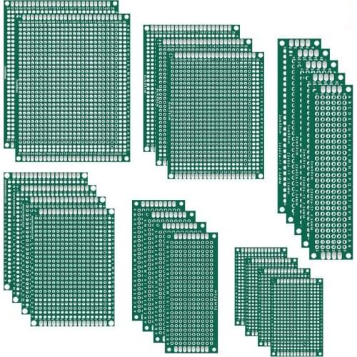 Double Sided PCB Board Prototype Boards Kit For DIY Soldering Tinned Through Holes 6 Sizes Universal Printed Circuit Perfboard