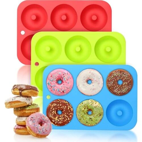 6-Cavity Flexible Donut Mold Strawberry Non-Stick Candy Doughnut Maker Silicone Baking Pan Ice Molds Dessert Biscuit Cake Mold