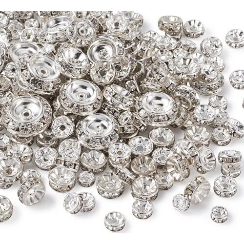 Mixsize Brass Rhinestone Spacer Beads Rondelle Shape For Bracelet Necklace Jewelry Findings Making Component