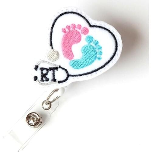 Heart Baby Feet RN Stethoscope Medical Retractable Reel For Hospital/ID Badge Holder For Nurse