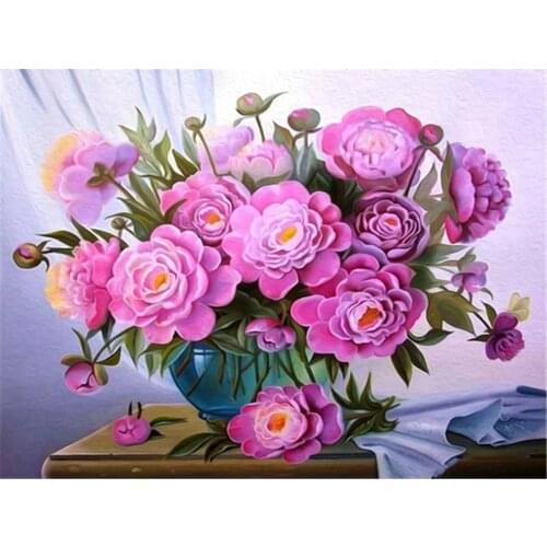 Flowers DIY Cross Stitch 11CT Embroidery Kits Needlework Craft Set Cotton Thread Printed Canvas Home Decoration On Wholesale