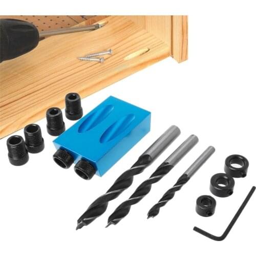 14pcs/set Pocket Hole Jig Kit Woodworking Oblique Hole Locator Drill Bits Pocket Hole Jig 15 Degree Angle Drill Punch Locator