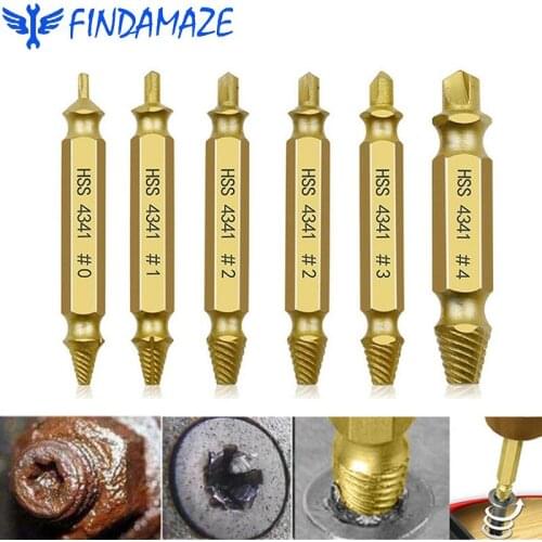 6pcs/set Material Damaged Screw Extractor Drill Bits Guide Set Broken Speed Out Easy out Bolt Stud Stripped Screw Remover Tools