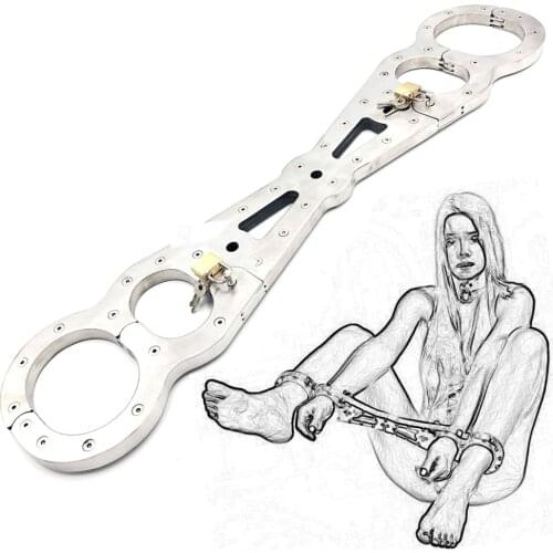 Stainless Steel Handcuffs Ankle Cuffs Adult Games Torture BDSM Bondage Fixed Flail Sex Toys For Couples Slave Restraints Fetish