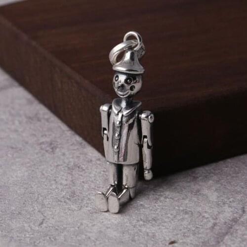 NEW! 100% 925 Silver Puppet Pendant Vintage Sterling PUNK Pendant Pure Silver Unique Puppet Pendant