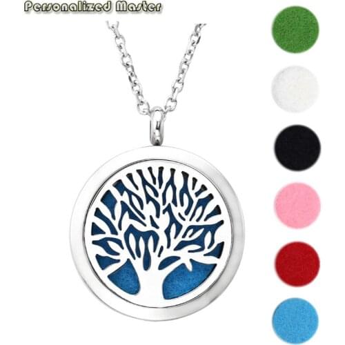 Personalized Master Stainless Steel The Tree of Life Aromatherapy Steel Essential Perfume Oil Diffuser Locket Pendant Necklace