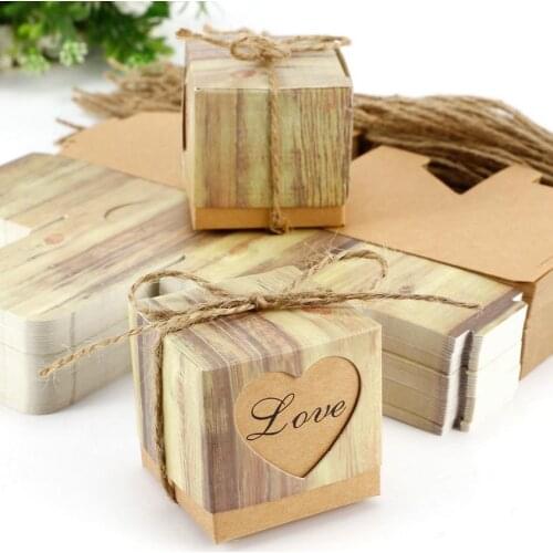 Retro Kraft Paper Hollow Out Love Heart Favor Gift Box Wedding Birthday Party Handmade Soap Jewelry Candy Wrap Packaging Boxes