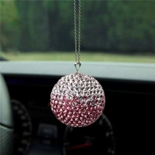 Car Pendant Crystal Soft Clay Craft Automobile Interior Decor Rhinestone Rearview Mirror Charm Hanging Ornament Decoration