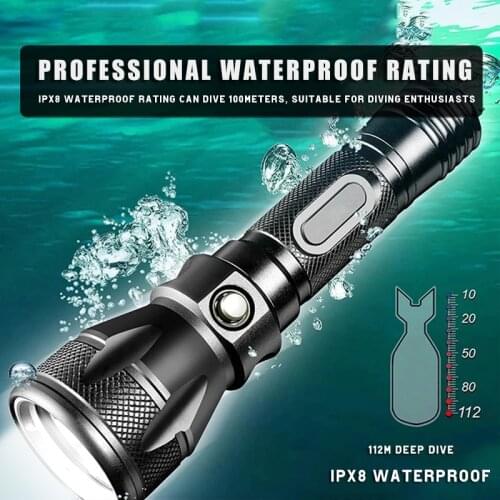 Powerful Professional Scuba L2 Diving Flash Light Submarine Lights 200M Underwater Divi 18650 Torch IP68 Waterproof Flashlight