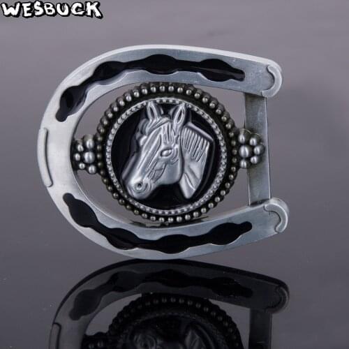 WesBuck Brand Buckles Hot Sale Fashion Horse Pattern Mens Belt Buckle Zinc Alloy Belt Buckle Fashion Pewter Finish Suitable