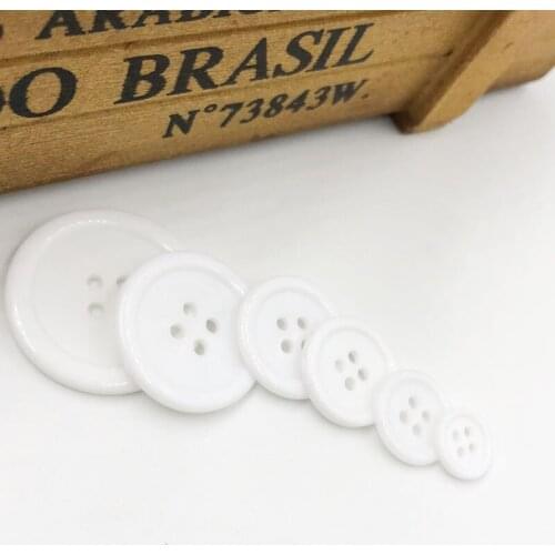 50pcs 11/15/18/20/25/30mm White Color 4 Holes Flatback Plastic Buttons Shirt Buttons Apparel Sewing Accessories PH250