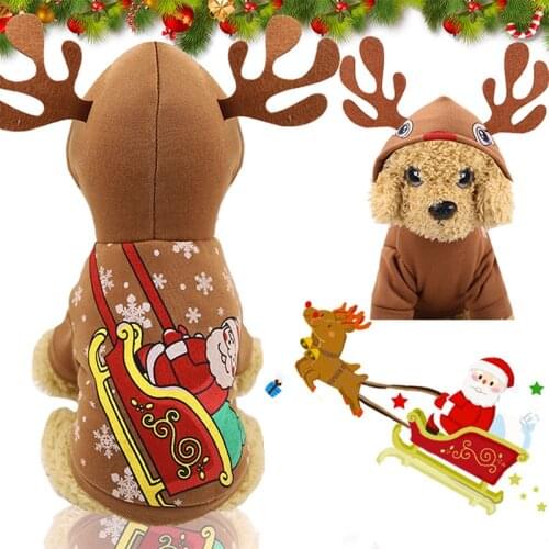 Christmas Dog Clothes Cute Warm Elk Dog Coat Funny Pet Dog Christmas Dress Up Hoodies Winter Chihuahua Clothing Ropa Para Perro