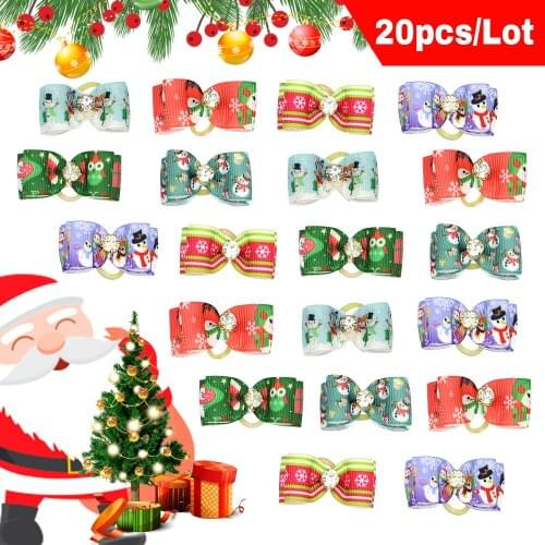 Christmas Dog Hair Bows Long Hair Dogs Cat Hair Clip Flower Bowknot Pet Cats Headwear Bow Dog Accessories 20pcs/lot Halloween