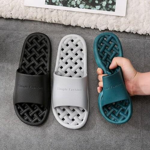 Womens Slippers Breathable Non-slip PVC Soft-soled Simple Style Mens Sandals Summer Indoor Wear-resistant Couples Shoes