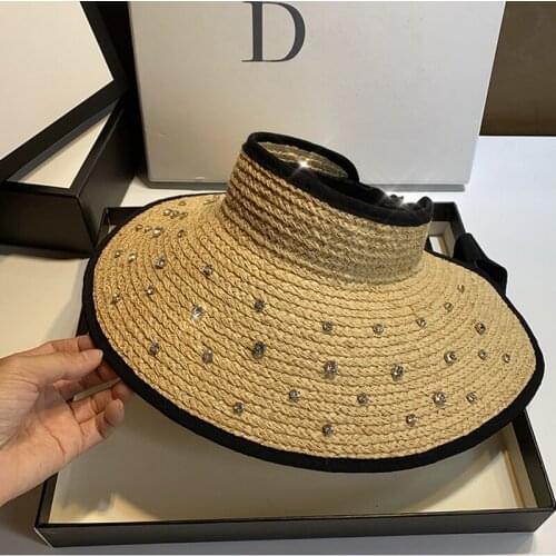 New Wide Brim Raffia Straw Hat For Women Back Bow Tie Ladies Beach Hats Fashion Dress Up Summer Anti-UV Empty Top Cap Chapeau
