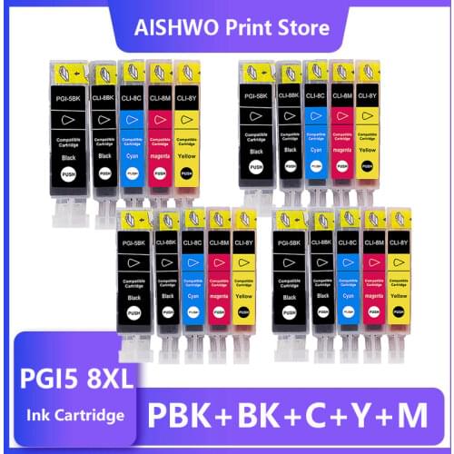 20Pcs Compatible Ink Cartridges PGI-5 CLI-8 PGI5 CLI8 for Canon PIXMA iP4200 iP4300 iP4500 MP500 iP5200 MP530 MP600 MP610 MP800