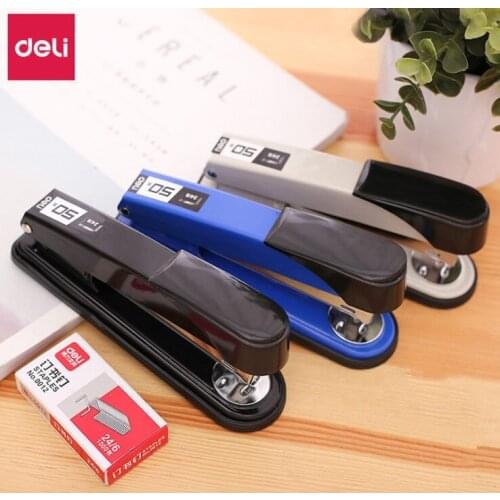 Deli Standard Stapler 3pcs High Quality Stapler Business Binding Machine 12# Staples Office Stationery School Supplies Wholesale