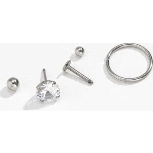 2021 stylish hip-hop mash-up heart shaped pinna nail blinding diamond ball piercing earpiece exclusive for lightweight women