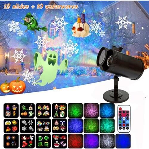 LED Christmas Projector Lights Moving Patterns Ocean Wave Snowflake Lawn Light Landscape Lights Waterproof Party Halloween Decor