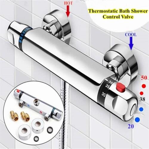 Home Bathroom Thermostatic Bath Shower Control Valve Bottom Faucet Wall Mounted Hot And Cold Copper Two Handle Mixer Bathtub Tap