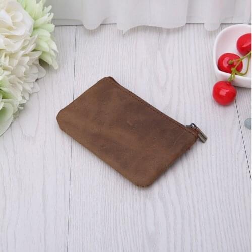Y166 Cowhide Slim Coin Purse Women Coin Purse Men Zipper Around Wallet Card Holder