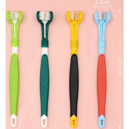 1 Pc Selling Three Sided Pet Toothbrush Dog Brush Addition Bad Breath Tartar Teeth Care Dog Cat Cleaning Mouth Oral Cleaning