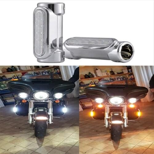 For Harley bike Touring Victory Black/Chrome turn signal light Motorcycle Crash Bars LED Highway Bar Switchback Driving Light