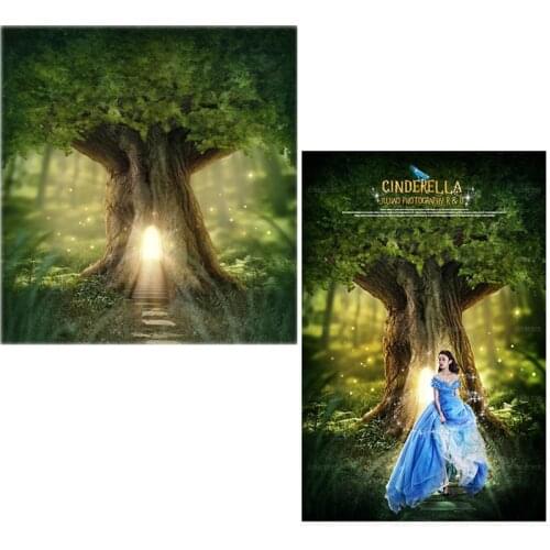 DAWNKNOW Vinyl Photography Backdrops Cinderella Tree House Forest New Fabric Polyester Photo Background For photo studio 6749