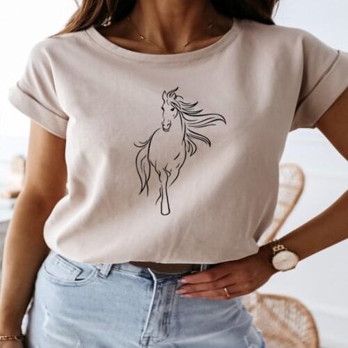 2021 New Creative Horse Women Cotton Harajuku Casual T-Shirt Clothing Animals Tees Short Sleeve O-Neck Womens T Shirt Tops