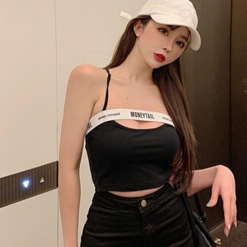 Women Casual Sleeveless Crop Tops Fashion Letter Print Summer Camis Women Sexy Crop Tops