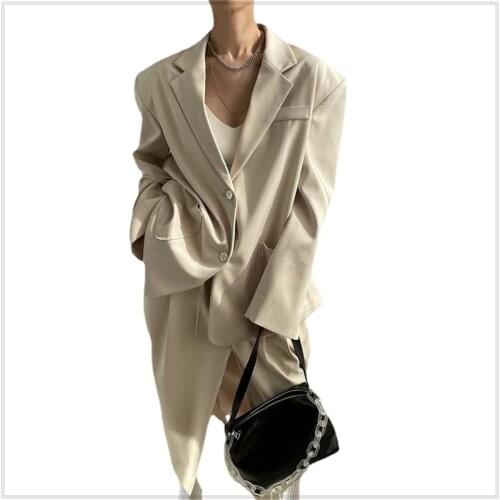 Blazer Skirts Two Piece Set Women Skirt Casual All Match Suit Coats Split Dress Sets Long High Waist Skirts Fashion New Matching