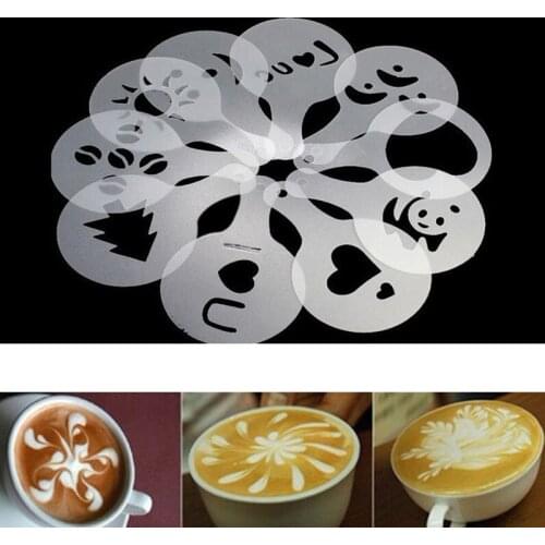 16pcs Plastic Cappuccino Cooffee Foam Spray Template Stencils DIY Decorating Coffee Printing Mold Decor Cupcake Template Mold