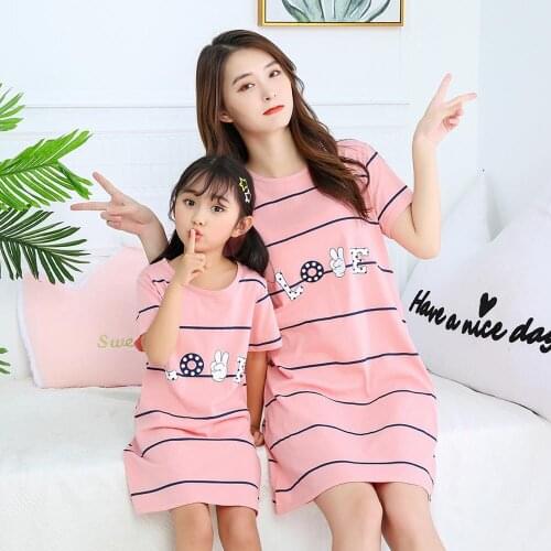 2021 Children Pajamas Summer Dresses Girls Baby Nightdress Cotton Nightgowns Homewear Clothes Inflant Kid Cartoon Sleepwear