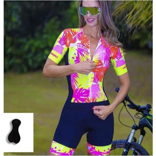 2021 Summer Womens Professional Cycling Jumpsuit Set, Short Sleeve Breathable Elasticity Sport Clothing Triathlon Suits Custom