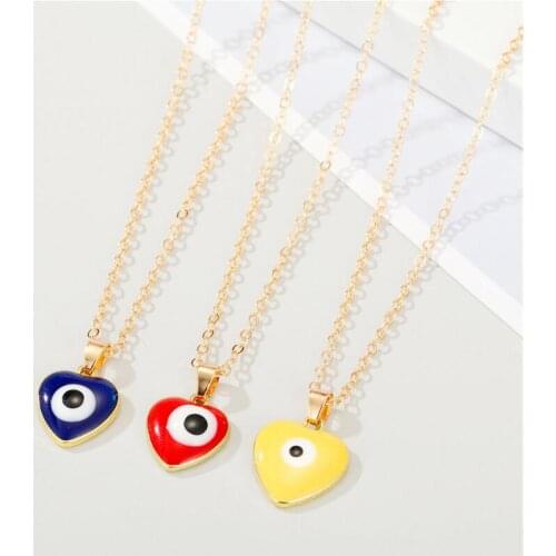 2021 Fashion Ethic Blue Red Eye Necklace Oil Drip Turkish Evil Eyes Necklaces For Women Jewelry Wholesale