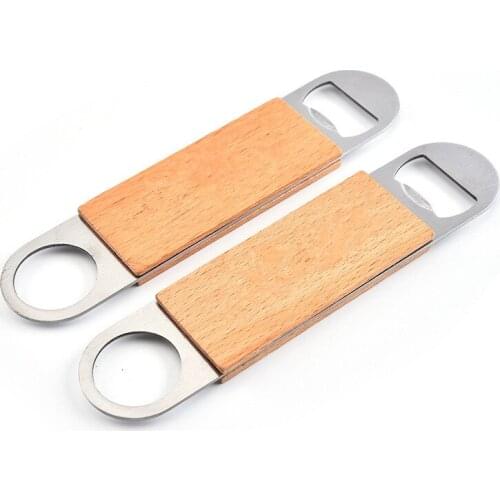 30Pcs/Lot Wooden Handle Opener Flat Beer Bottle Opener Vintage Bottle Metal Cap Opening Tools Bar Tools For Home Bar Kitchen