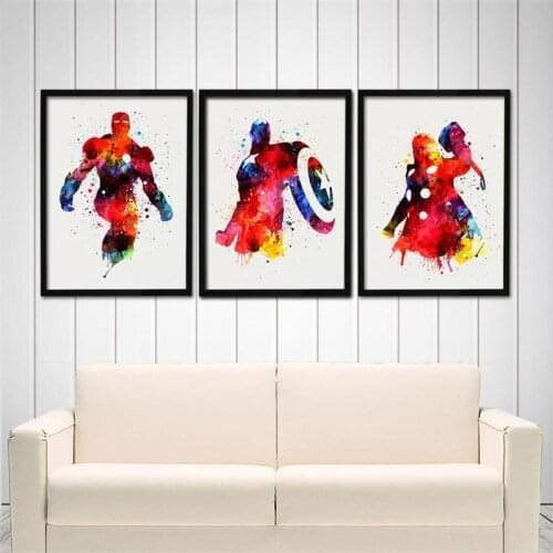 Watercolor Spiderman Canvas Painting Superhero Anime Poster Prints Decor Wall Art Pictures Home Living Room Decoration Poster