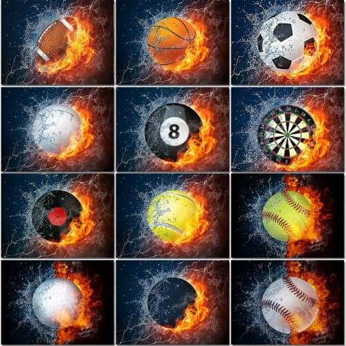 MUXUN Diamond Embroidery Football Cross Stitch Diy 5d Diamond Painting Set Mosaic Fire Promotion Rhinestone Art Handmade Gift