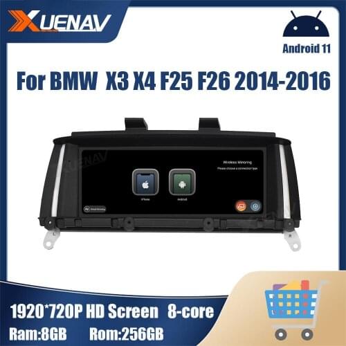 8 256GB Android 11 Car video player For BMW X3 X4 F25 F26 2014 2015 2016 Car radio GPS head unit Car multimedia player 2 din