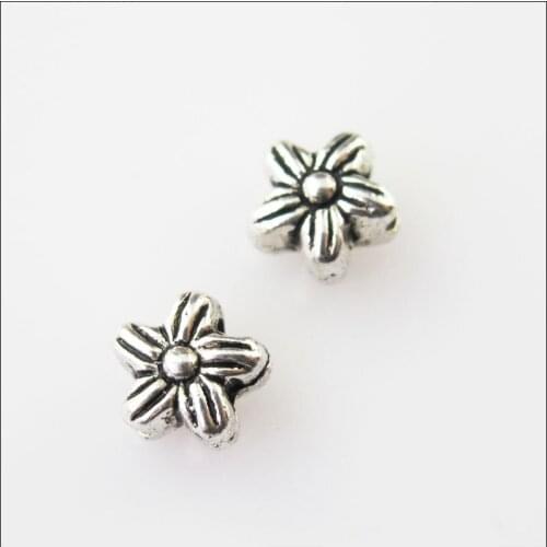 60 New Flower Star Charms Tibetan Silver Tone Spacer Beads 7mm