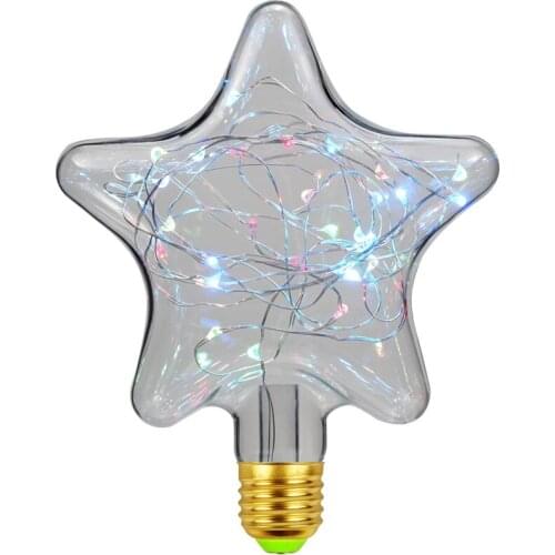 RGB Star E27 Bombilla Led Copper Wire String Light Retro Edison LED Bulb Light 110V 220V Glass Lamp For home bar holiday party
