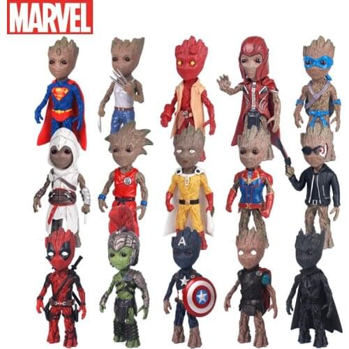 15cm Marvel Tree Man Figma Groot Superhero Universe Groot Cosplay Thor Deadpool Hulk Modle Action Figure Doll Toys for Youth