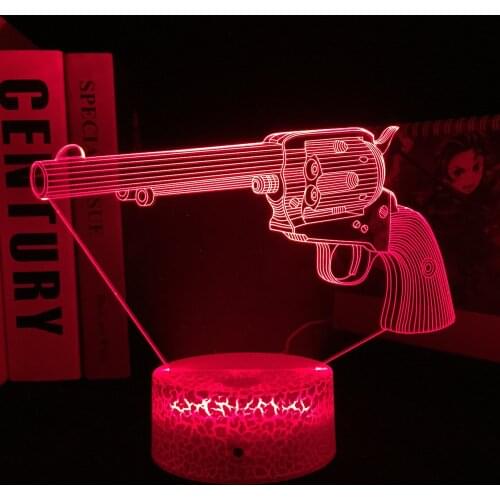 Game Weapon Handgun LED Night Light Gun Color Changing Battery Powered USB Lamp for Child Room Decor Unique Gift for Gamers