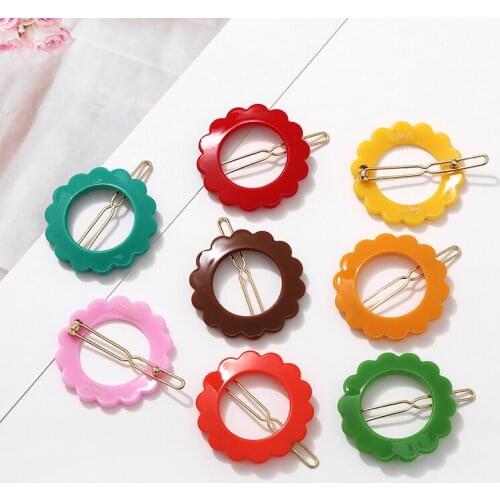 13 colors ins hot sale hollow out daisy flower candy color cut fancy gold frog hair clips for kids baby children girls