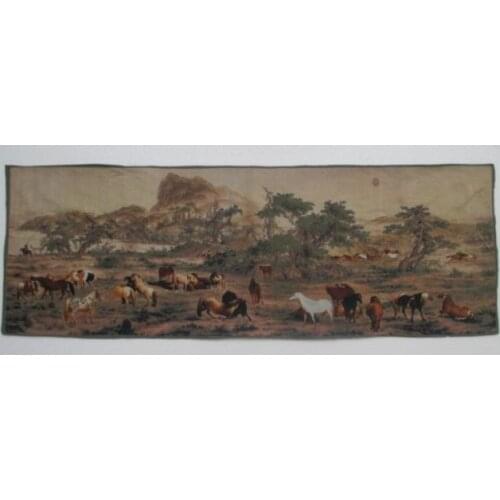 170 x 60 cm */ Exquisite Chinese Silk Embroidery Horses Picture