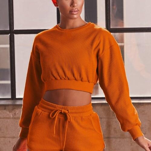 2 PCS Women Yoga Set Workout Sportswear Gym Clothing Fitness Long Sleeve Crop Top High Waist Leggings Sports Suits