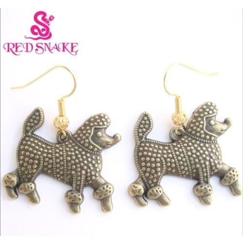 RED SNAKE Retro color Lovely Poodle dog Earrings for Women