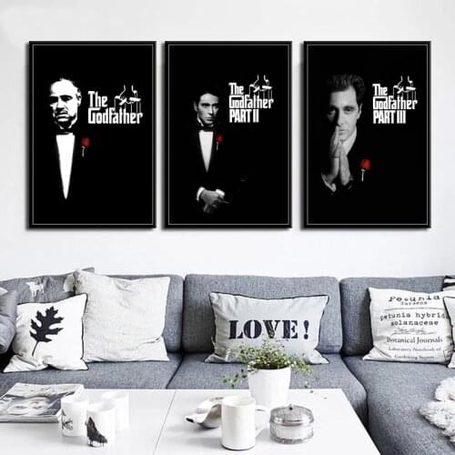 The Godfather Movie Series Marlon Brando Al Pacino Canvas Painting Classic Posters and Prints Wall Picture for Living Room Decor